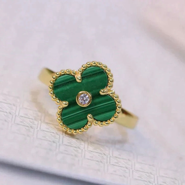 [Imperial] CLOVER MALACHITE RING GOLD DIAMOND