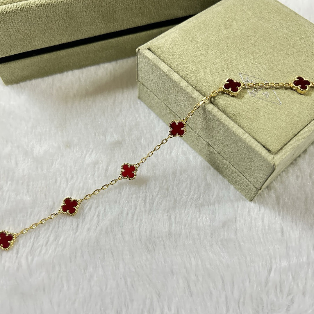 [Imperial]CLOVER 6 MOTIF RED AGATE BRACELET