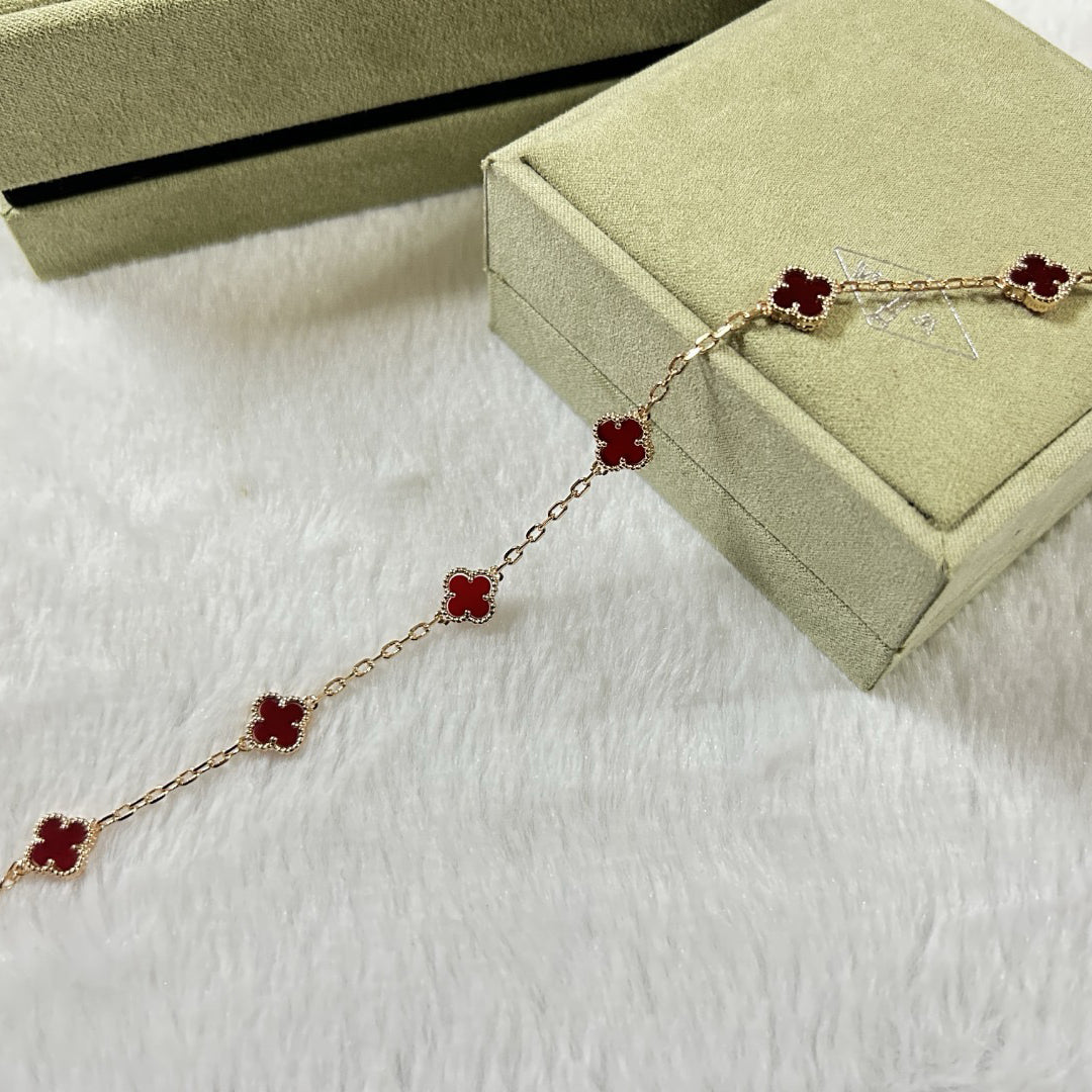 [Imperial]CLOVER 6 MOTIF RED AGATE BRACELET