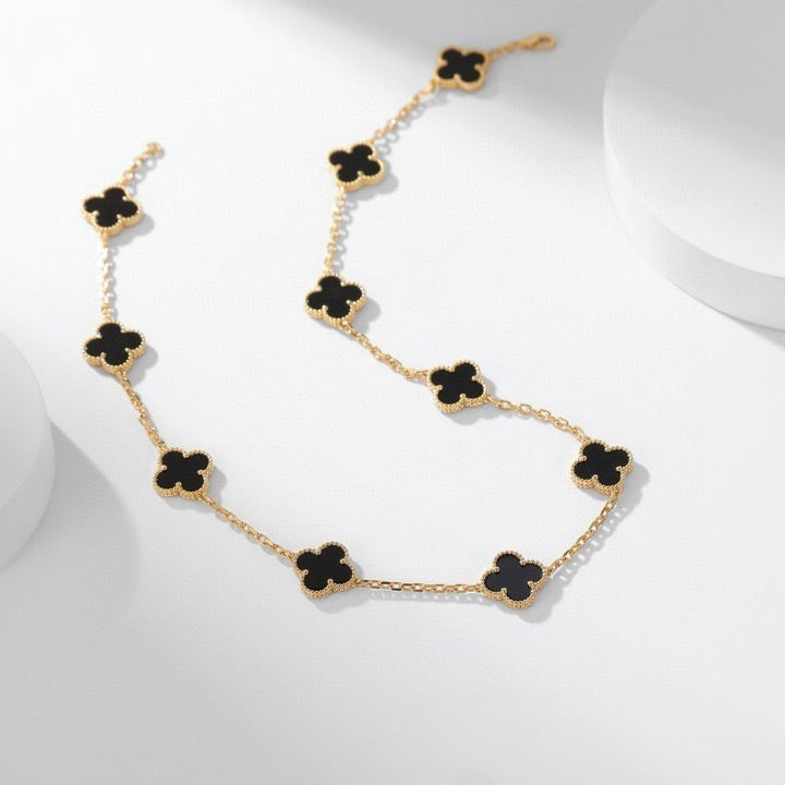 [Imperial] CLOVER 10 MOTIFS ONYX NECKLACE