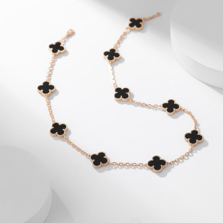 [Imperial] CLOVER 10 MOTIFS ONYX NECKLACE