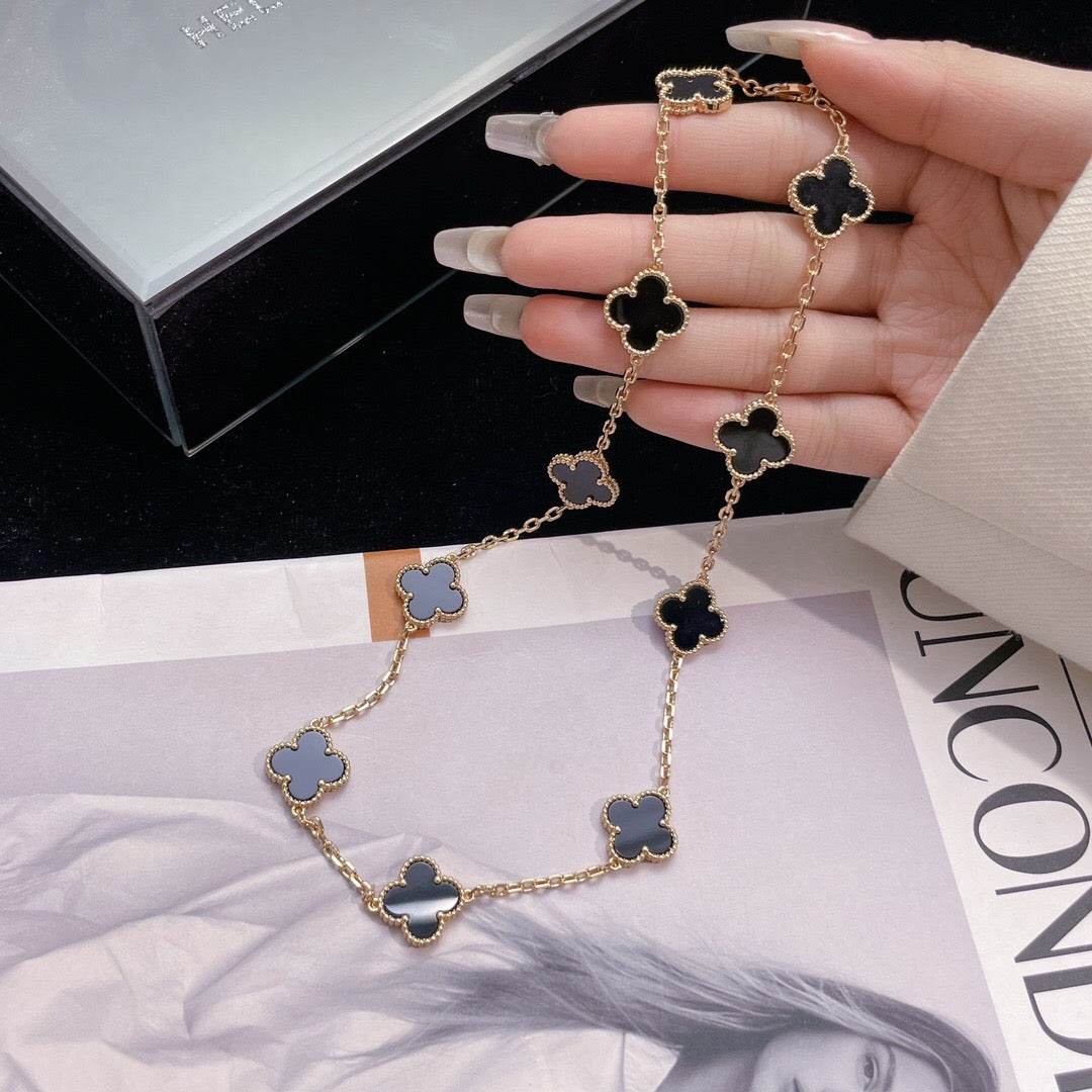 [Imperial] CLOVER 10 MOTIFS ONYX NECKLACE