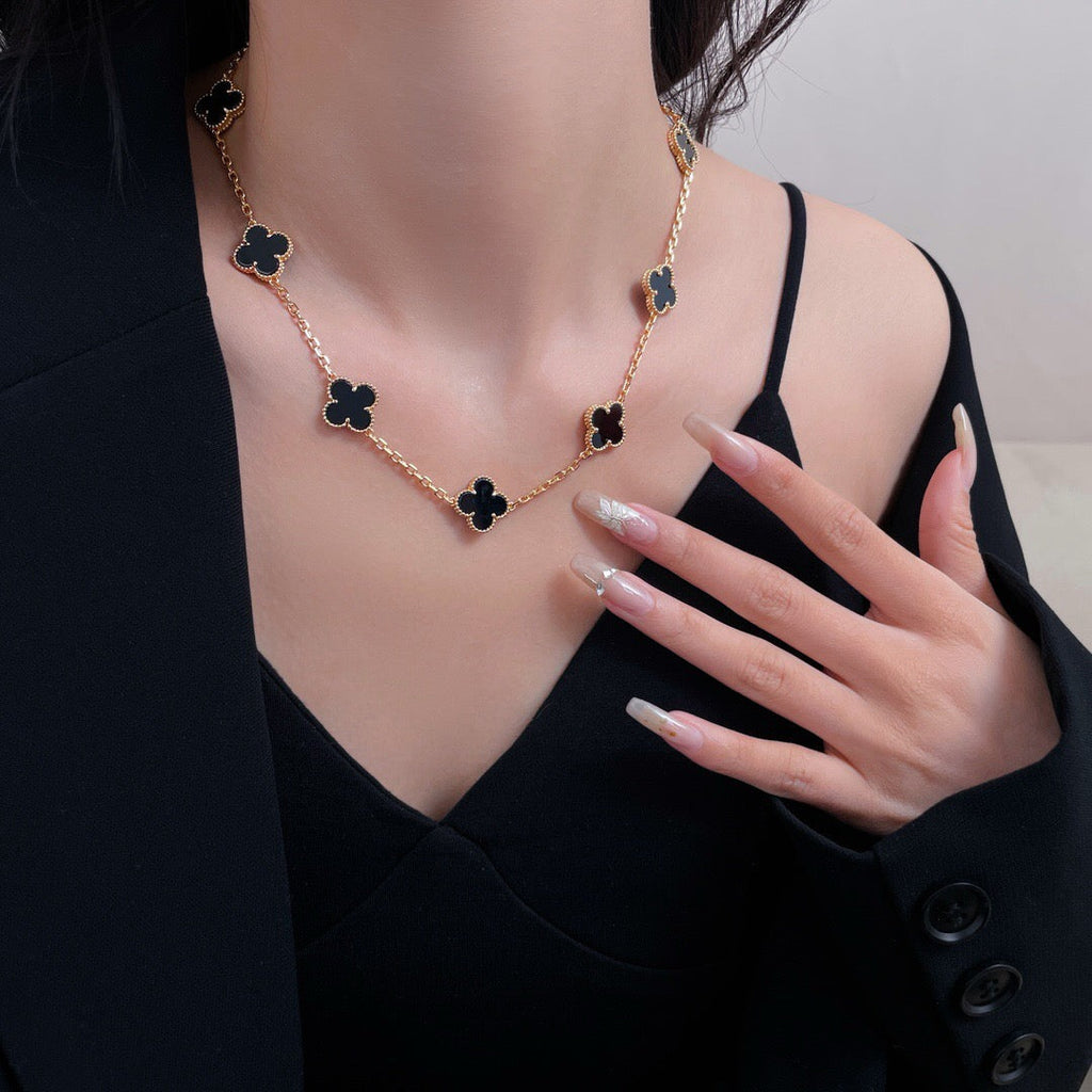 [Imperial] CLOVER 10 MOTIFS ONYX NECKLACE