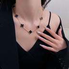 [Imperial] CLOVER 10 MOTIFS ONYX NECKLACE