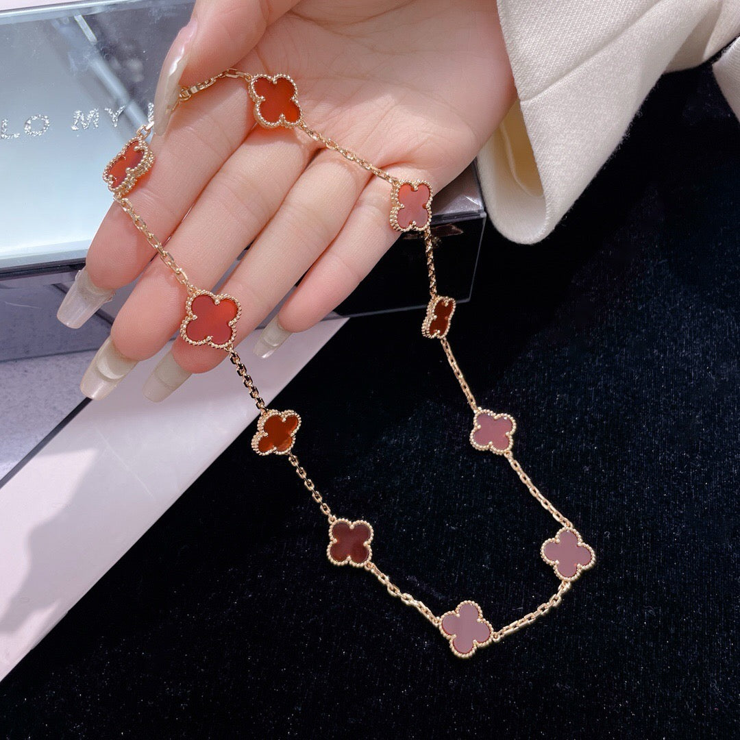 [Imperial] CLOVER 10 MOTIFS CARNELIAN NECKLACE