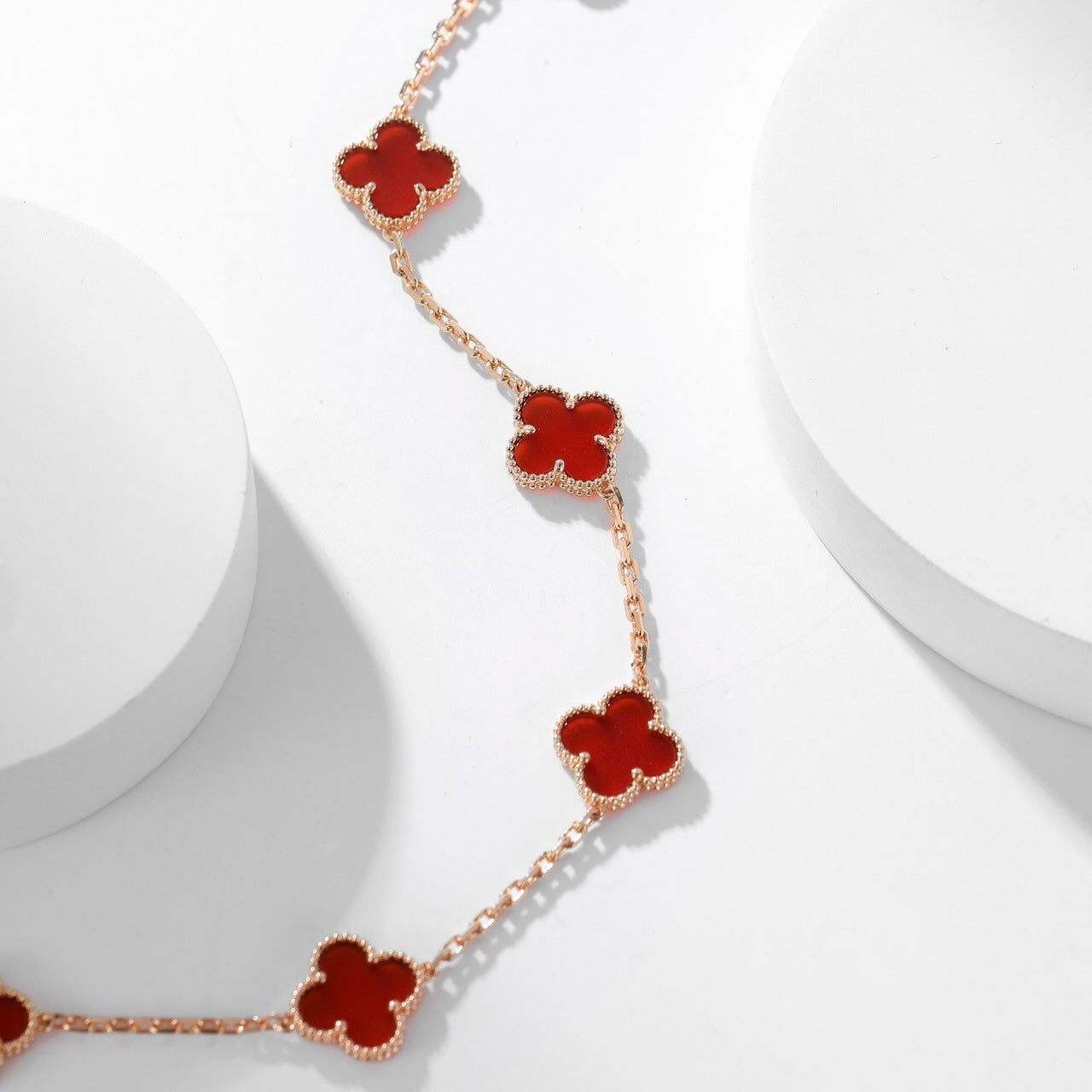 [Imperial] CLOVER 10 MOTIFS CARNELIAN NECKLACE