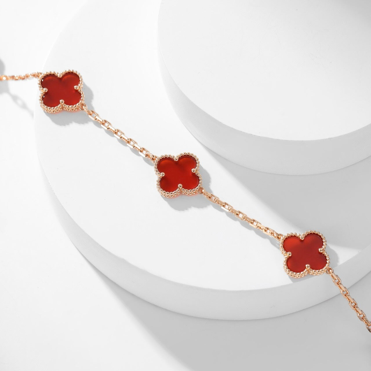 [Imperial] CLOVER 10 MOTIFS CARNELIAN NECKLACE