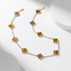 [Imperial] CLOVER 10 MOTIFS TIGER EYE NECKLACE