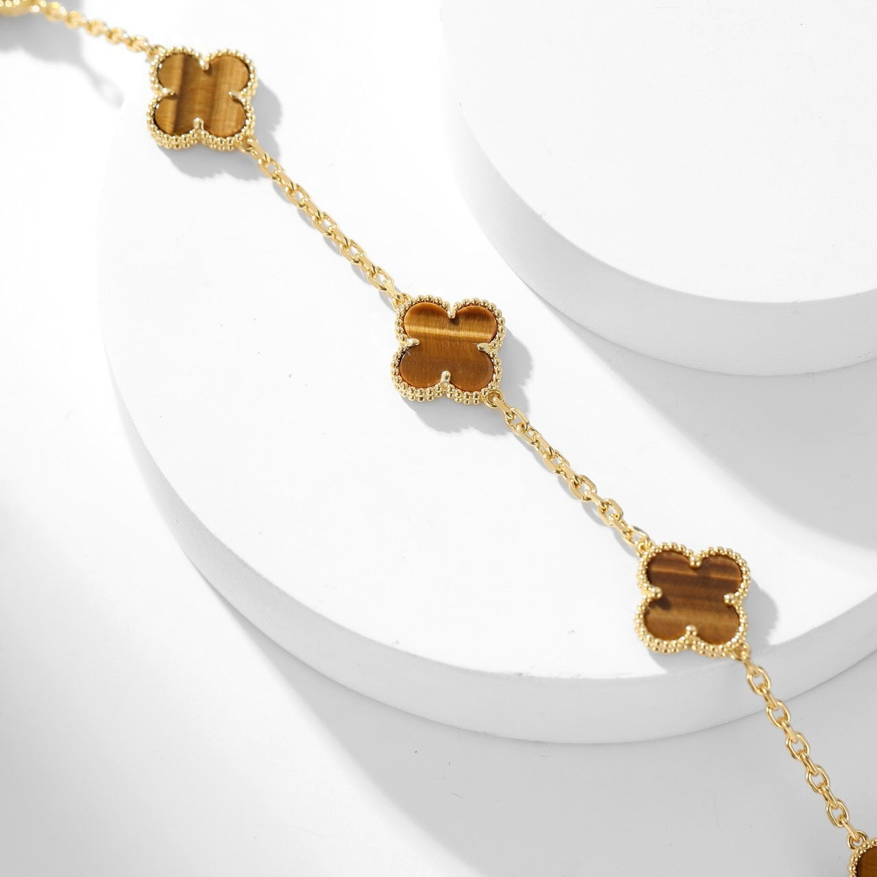 [Imperial] CLOVER 10 MOTIFS TIGER EYE NECKLACE