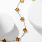 [Imperial] CLOVER 10 MOTIFS TIGER EYE NECKLACE