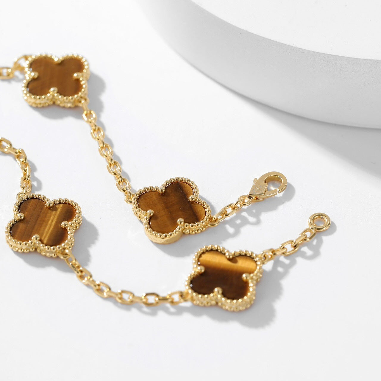 [Imperial] CLOVER 10 MOTIFS TIGER EYE NECKLACE