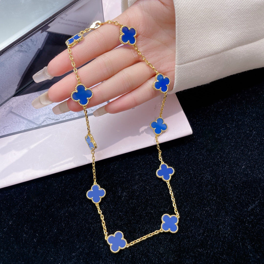 [Imperial] CLOVER 10 MOTIFS BLUE AGATE NECKLACE