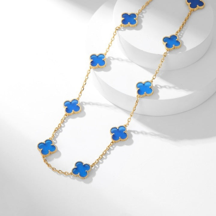 [Imperial] CLOVER 10 MOTIFS BLUE AGATE NECKLACE