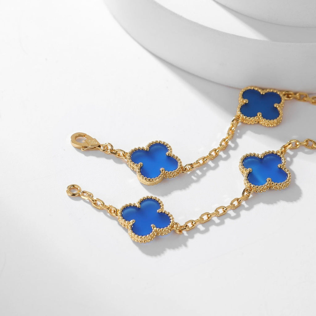 [Imperial] CLOVER 10 MOTIFS BLUE AGATE NECKLACE