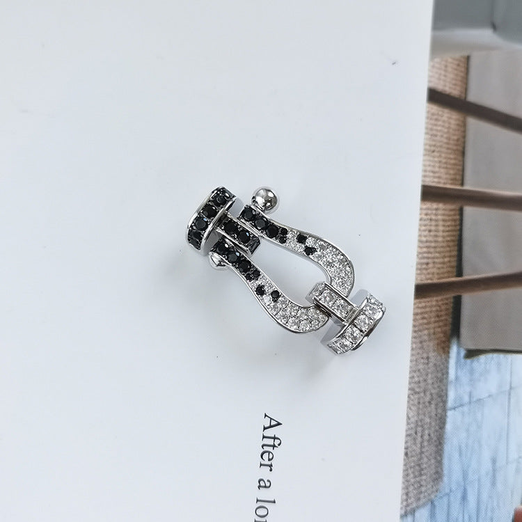 [Imperial] FORCE LARGE HORSESHOE BLACK WHITE DIAMOND BRACELET SILVER
