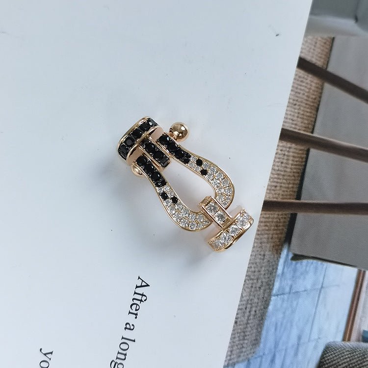 [Imperial] FORCE LARGE HORSESHOE BLACK WHITE DIAMOND BRACELET ROSE GOLD