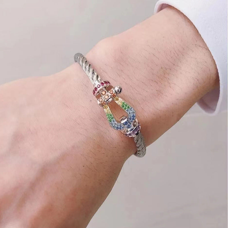 [Imperial] FORC LARGE HORSESHOE  COLORED DIAMOND BRACELET SILVER