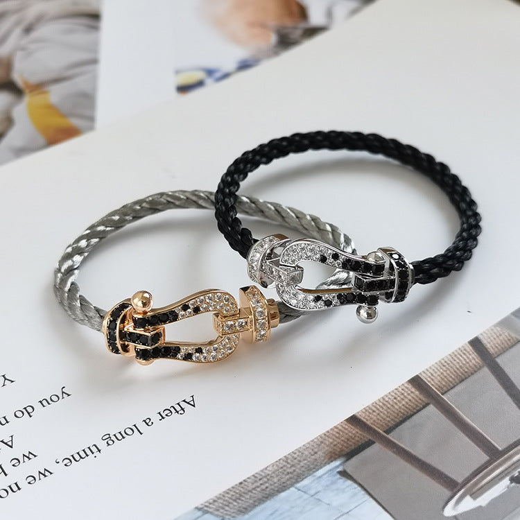 [Imperial] FORCE LARGE HORSESHOE BLACK WHITE DIAMOND BRACELET ROSE GOLD