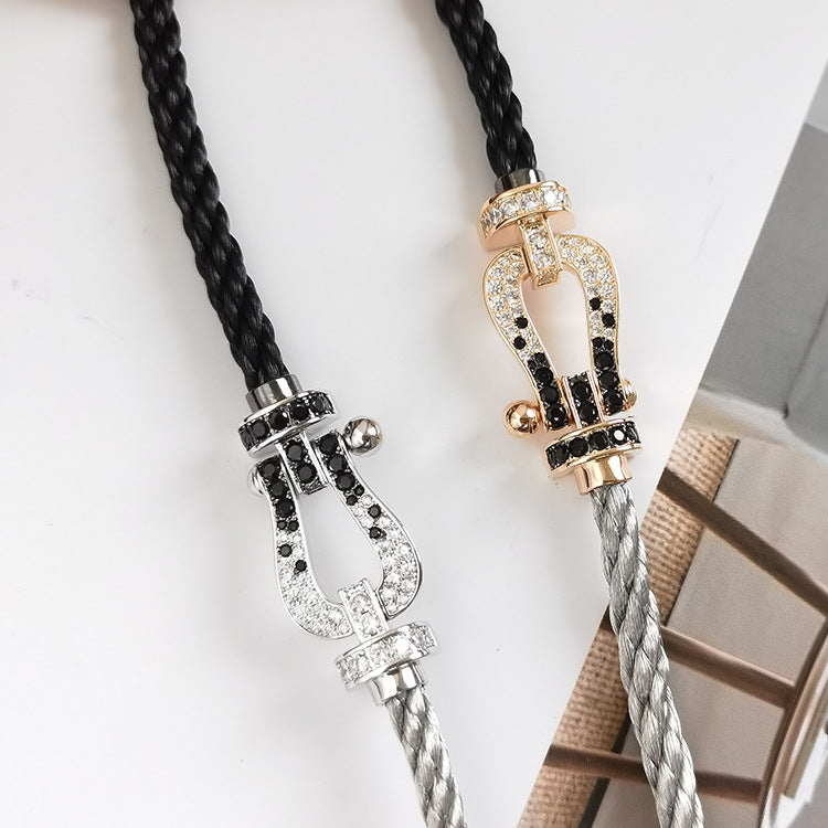 [Imperial] FORCE LARGE HORSESHOE BLACK WHITE DIAMOND BRACELET ROSE GOLD