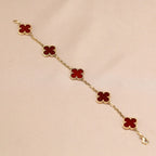[Imperial]New  CLOVER 5 MOTIF RED CORNELIAN BRACELET COLLECTION