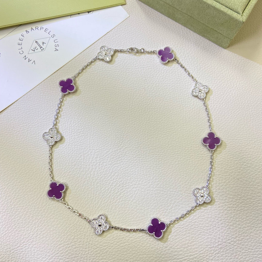 [Imperial] CLOVER 10 MOTIFS  PURPLE VIOLET DIAMOND NECKLACE