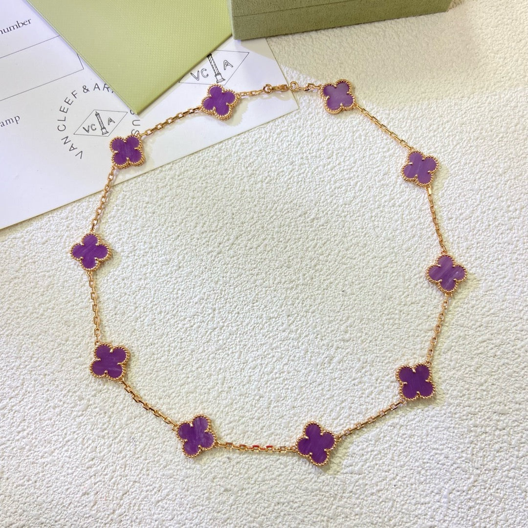 [Imperial] CLOVER 10 MOTIFS  PURPLE VIOLET  NECKLACE