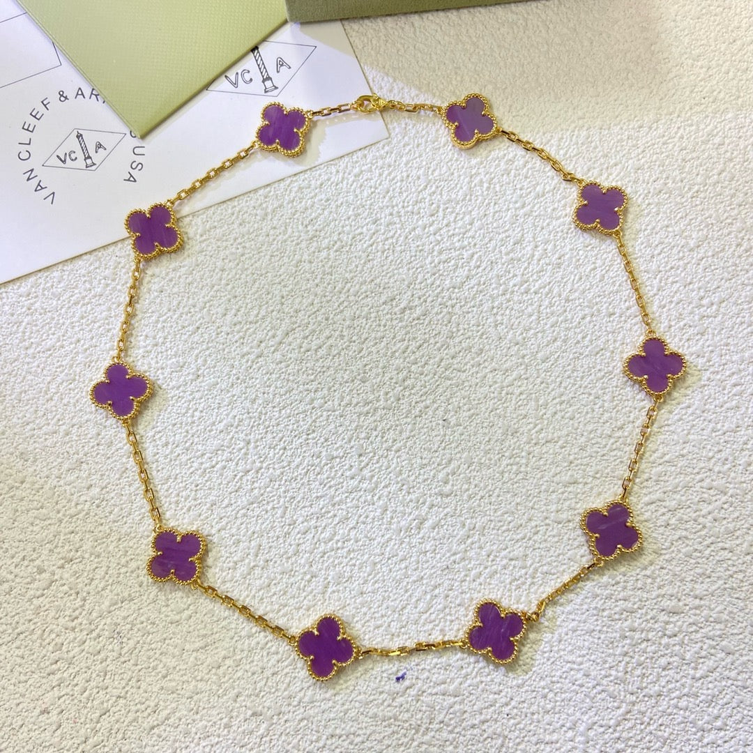 [Imperial] CLOVER 10 MOTIFS  PURPLE VIOLET  NECKLACE