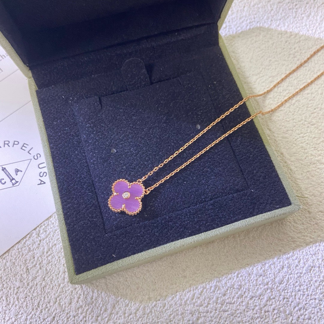 [Imperial] CLOVER 15MM DIAMOND  PURPLE VIOLET NECKLACE