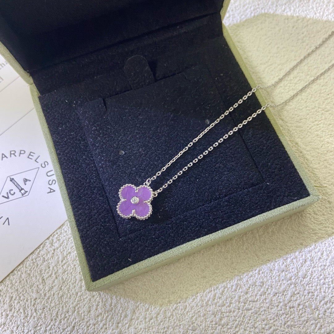 [Imperial] CLOVER 15MM DIAMOND  PURPLE VIOLET NECKLACE