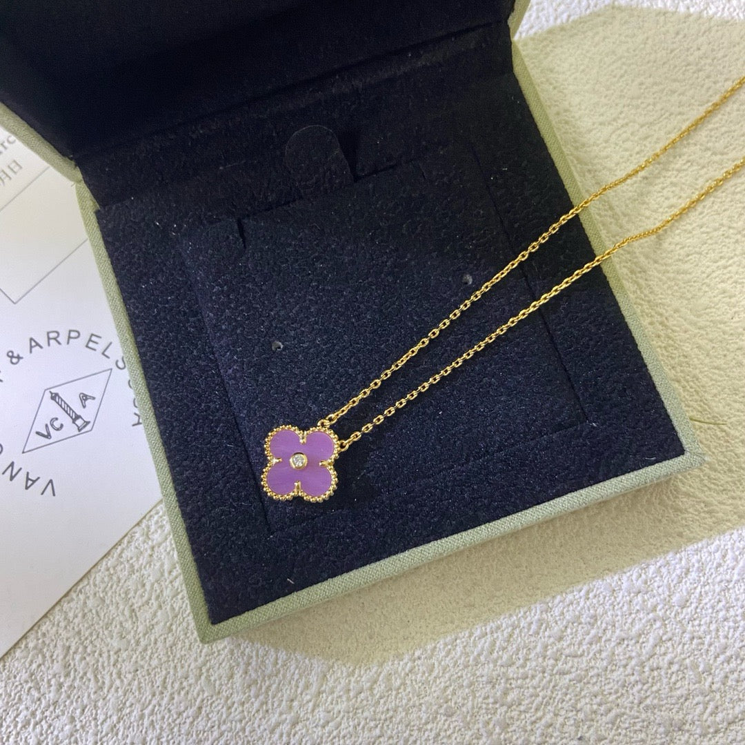 [Imperial] CLOVER 15MM DIAMOND  PURPLE VIOLET NECKLACE