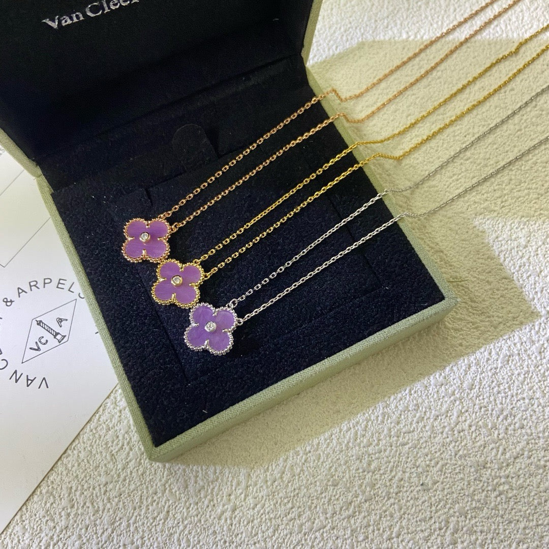 [Imperial] CLOVER 15MM DIAMOND  PURPLE VIOLET NECKLACE