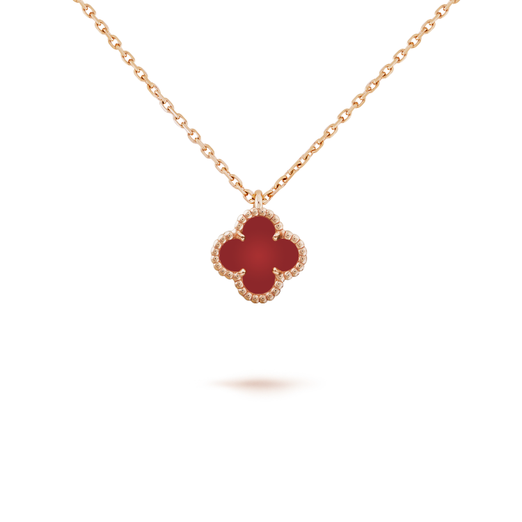 [Imperial] CLOVER MINI 9.5MM WHITE CARNELIANS NECKLACE