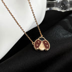 [Imperial] LUCKY  CARNELIANS LADYBUG NECKLACE