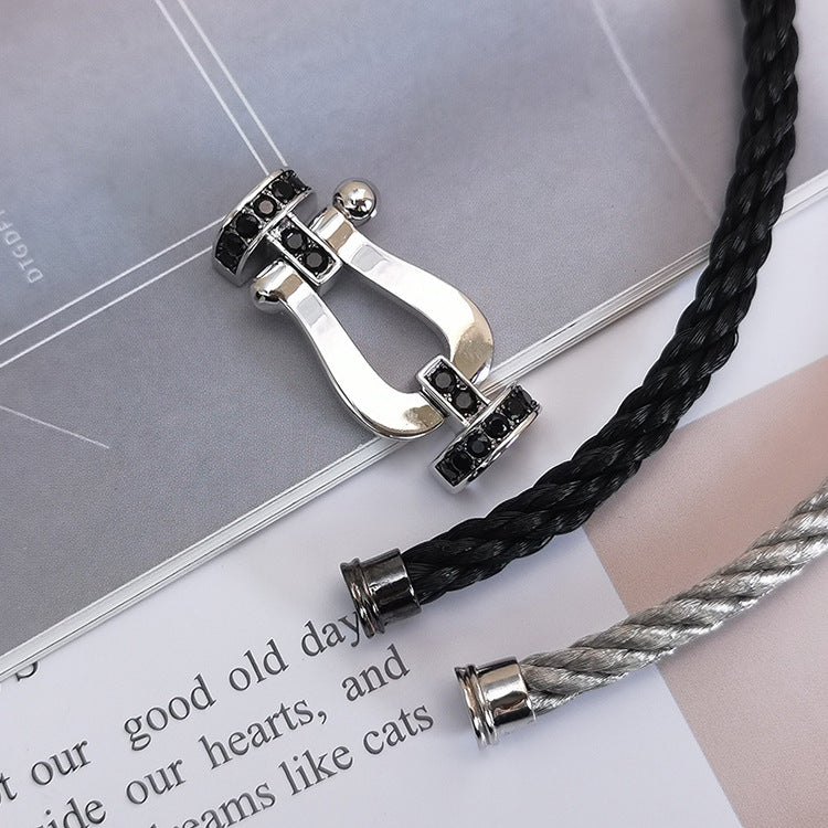 [Imperial] FORCE LARGE HORSESHOE BLACK DIAMOND BRACELET SILVER