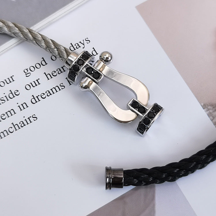 [Imperial] FORCE LARGE HORSESHOE BLACK DIAMOND BRACELET SILVER