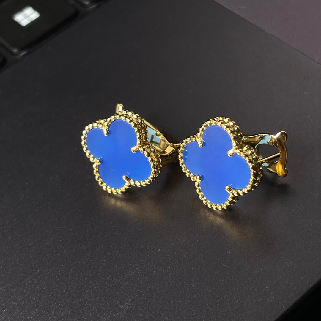 [Imperial] CLOVER LARGE (20mm) 1 MOTIFS BLUE MOP STUD EARRINGS