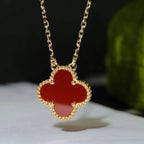 [Imperial] CLOVER 15MM CARNELIAN SINGLE FLOWER NECKLACE