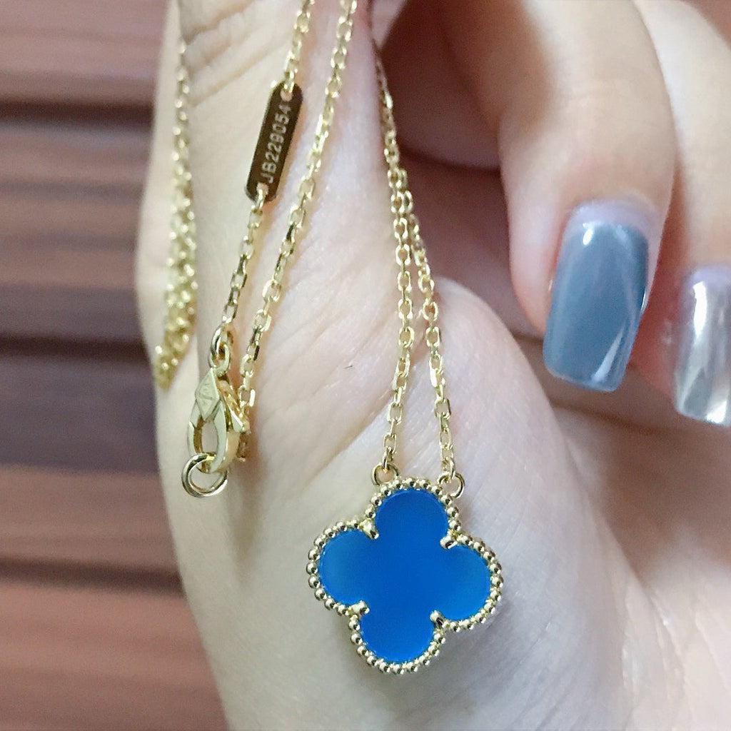 [Imperial] CLOVER 15MM BLUE AGATE NECKLACE