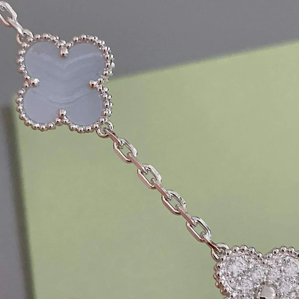 [Imperial]New  CLOVER 5 MOTIF PURPLE CHALCEDONY BRACELET COLLECTION
