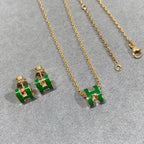 [Imperial] POP H GREEN NECKLACE SILVER AND GOLD
