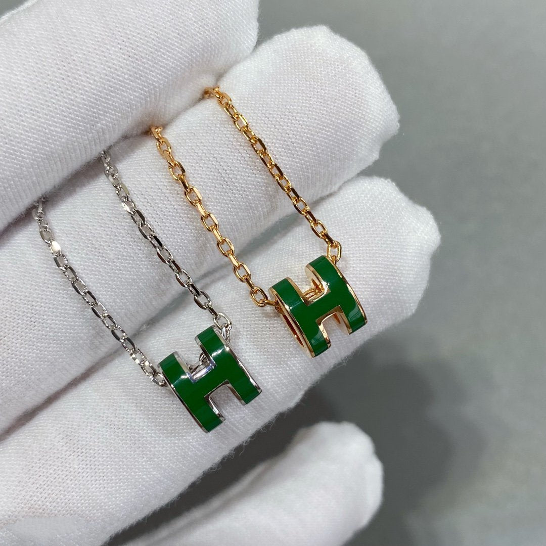 [Imperial] POP H GREEN NECKLACE SILVER AND GOLD