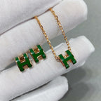 [Imperial] POP H GREEN NECKLACE SILVER AND GOLD