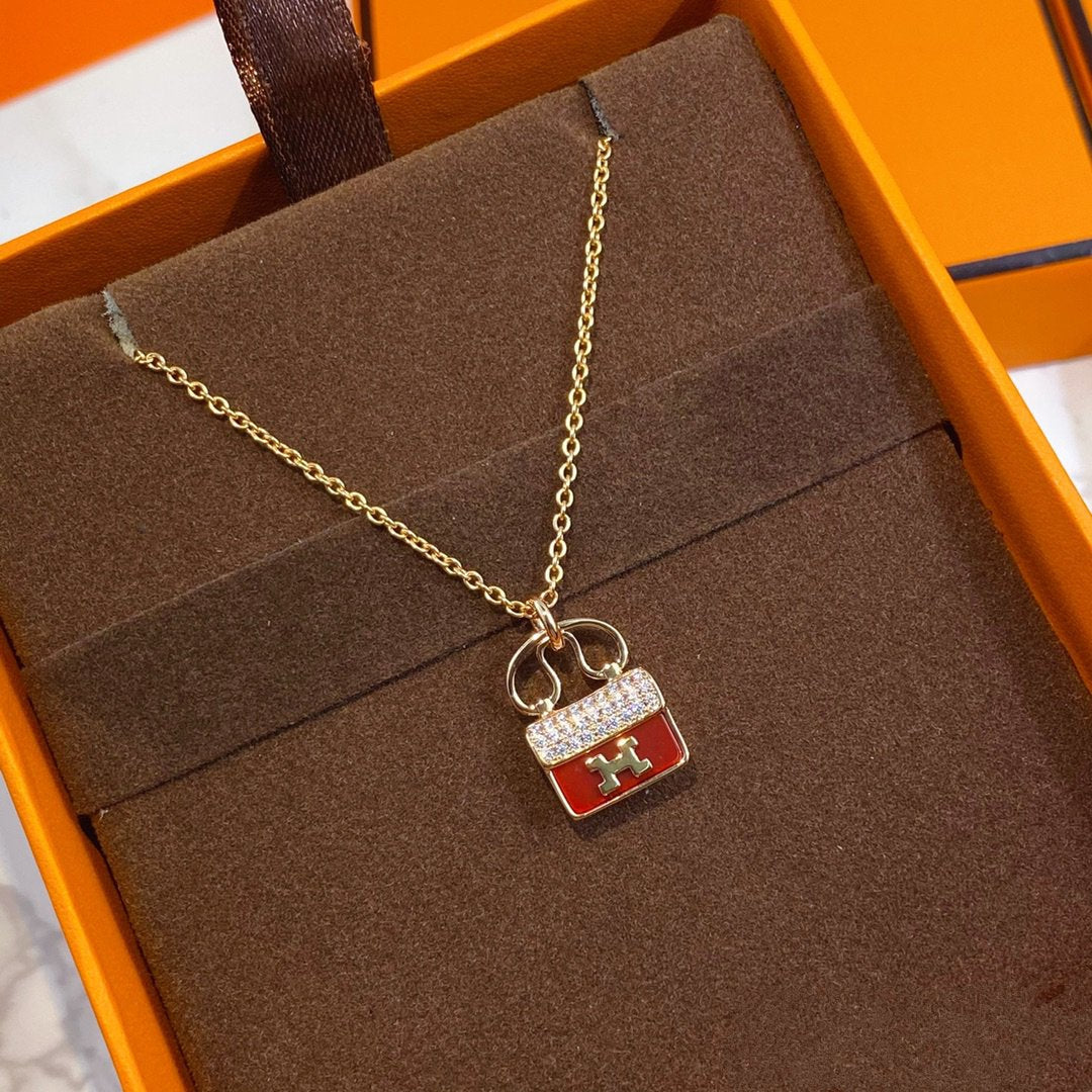 [Imperial] CONSTANCE RED PEDANT PINK GOLD NECKLACE