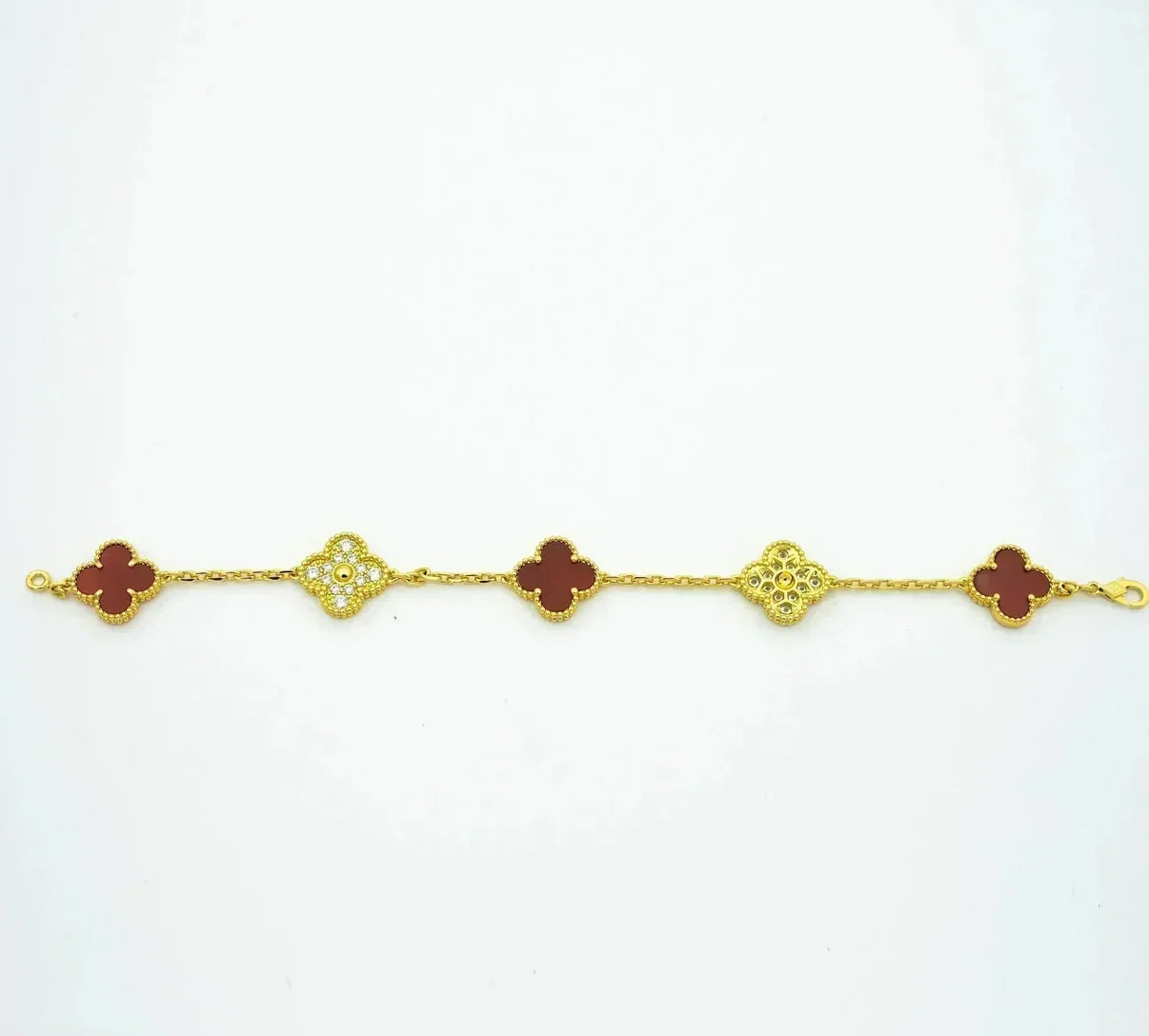 [Imperial]New  CLOVER 5 MOTIF RED CORNELIAN BRACELET COLLECTION