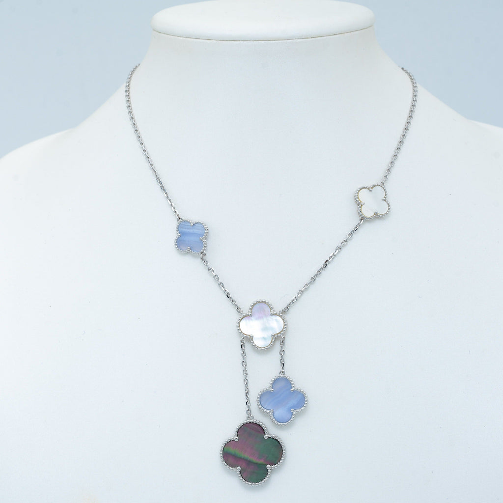 [Imperial] CLOVER MOP CHALCEDONY NECKLACE SILVER 6 MOTIF