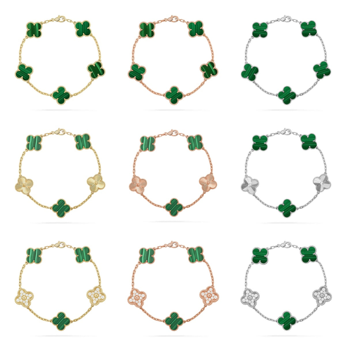 [Imperial]New  CLOVER 5 MOTIF MALACHITE BRACELET COLLECTION