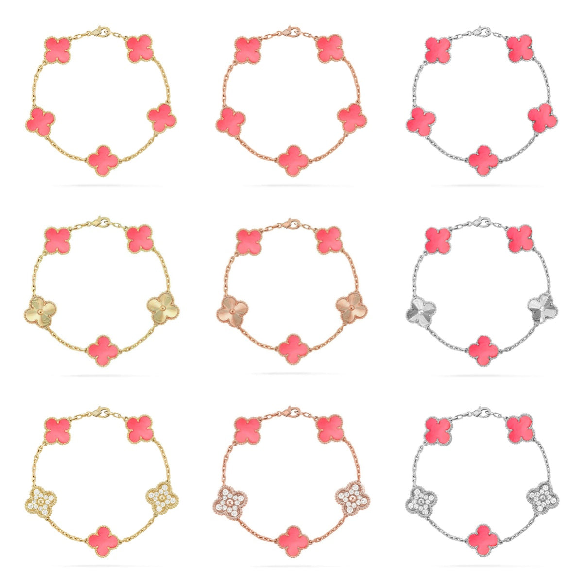 [Imperial]New  CLOVER 5 MOTIFS  PINK MOP BRACELET COLLECTION