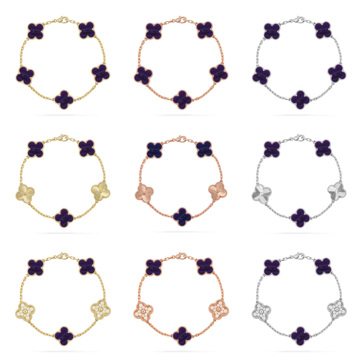 [Imperial]New CLOVER 5 MOTIF PURPLE STRIPES BRACELET COLLECTION