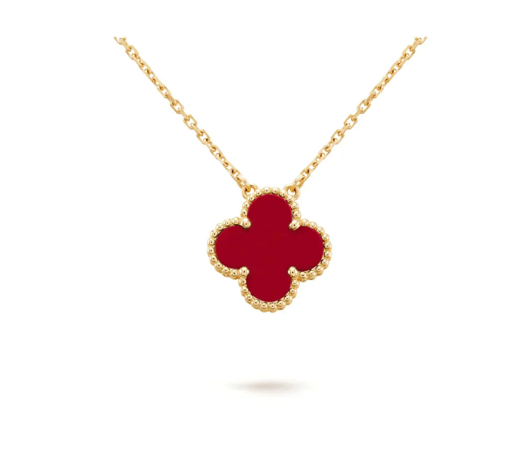 [Imperial] CLOVER 15MM CARNELIAN SINGLE FLOWER NECKLACE