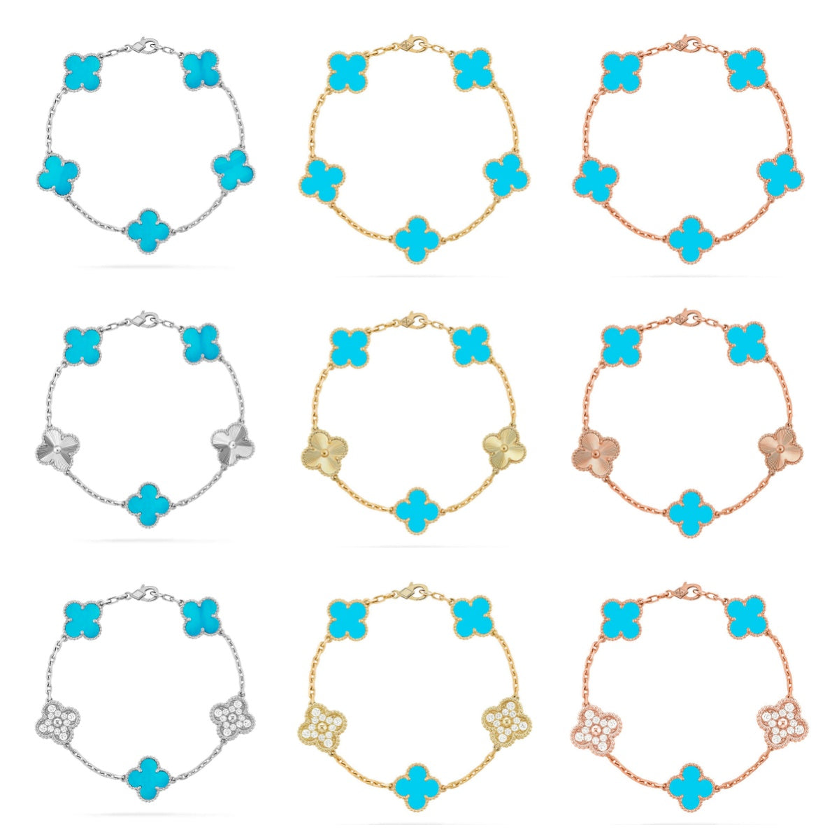 [Imperial]New  CLOVER 5 MOTIF TURQUOISE BRACELET COLLECTION